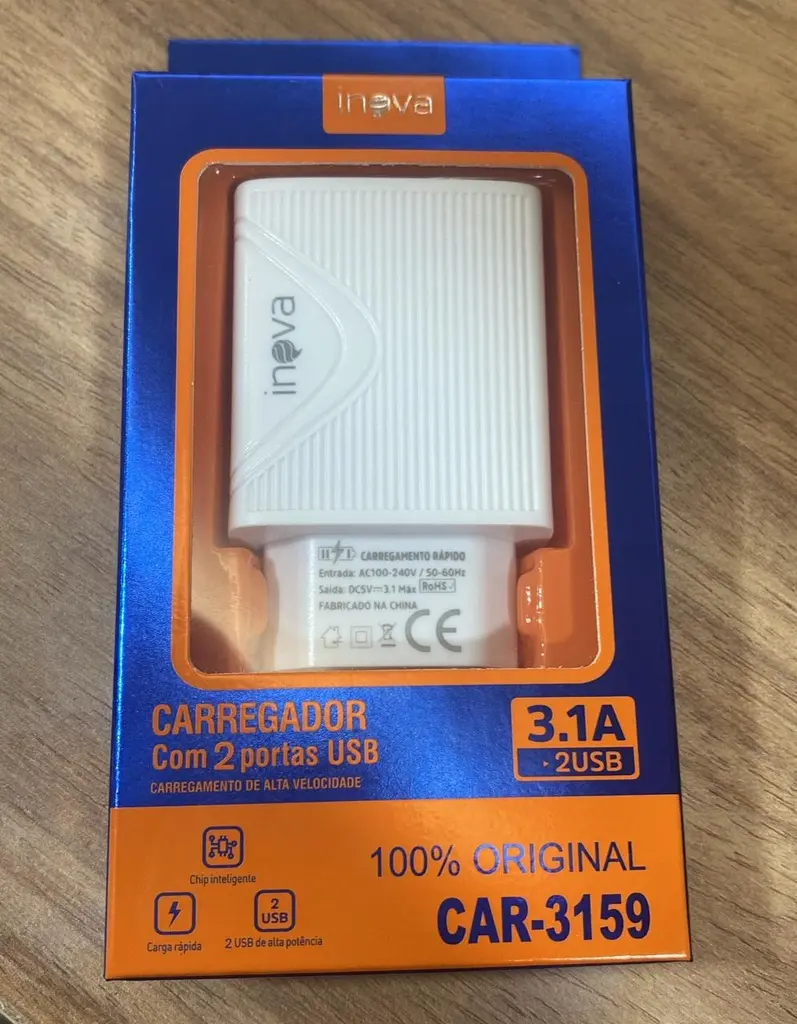 [7893595556969] Carregador S/Cabo 2USB CAR-3159