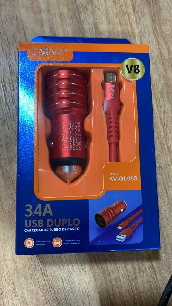 [7899085713324] Carregador V8 2USB CAR-3159S