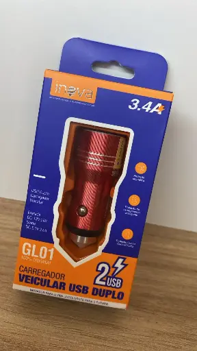 [7899085593193] Carregador Veicular USB Duplo GL01