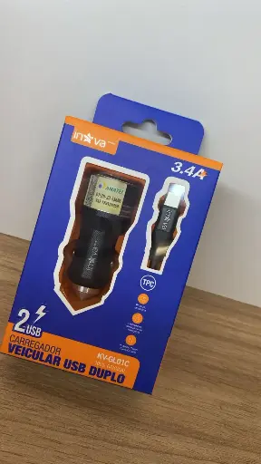 [7893095426618] Carregador Veicular USB Duplo KV-GL01C